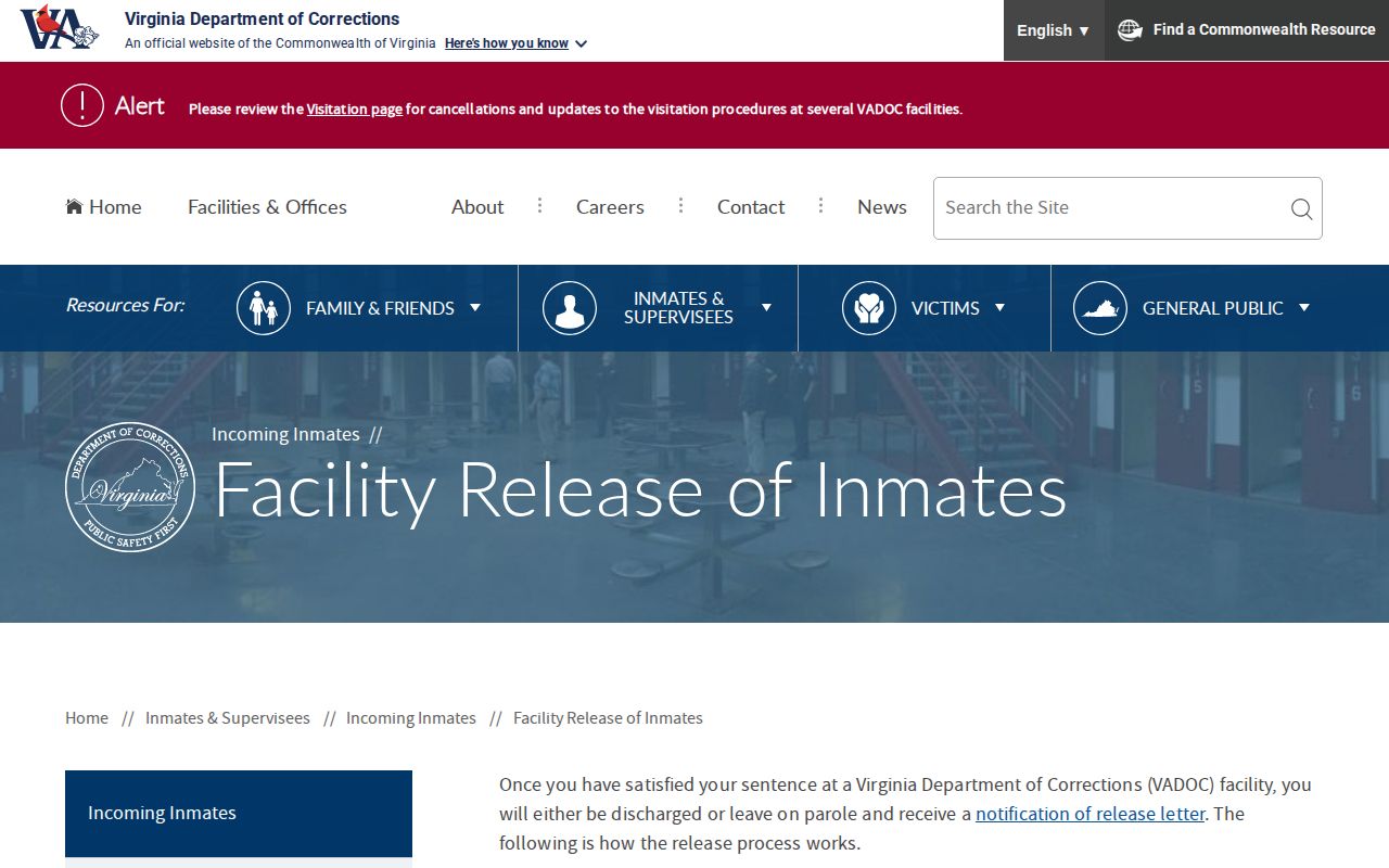 Henry County actual release date VADOC release documents