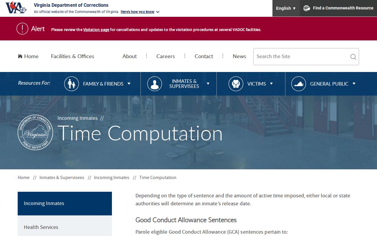 Henry County projected release date VADOC time computation rules